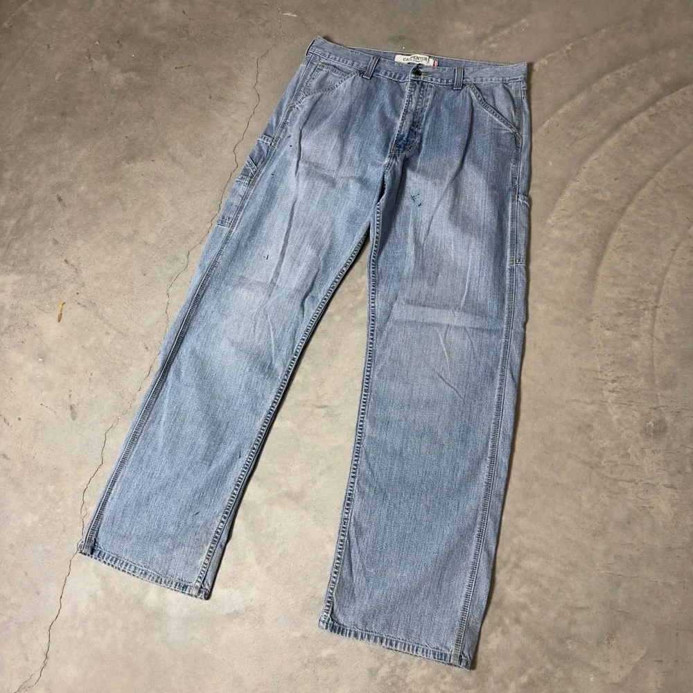 Baggy Levi's Carpenter Jeans Mens 36x34 Light Wash Blue‎ Loose Straight Workwear